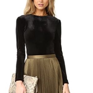 EUC MISA 'Eliza' Black Velvet Thong Bodysuit Sz XS